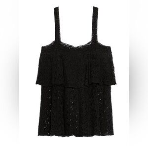 Zara POINTELLE KNIT RUFFLE TOP